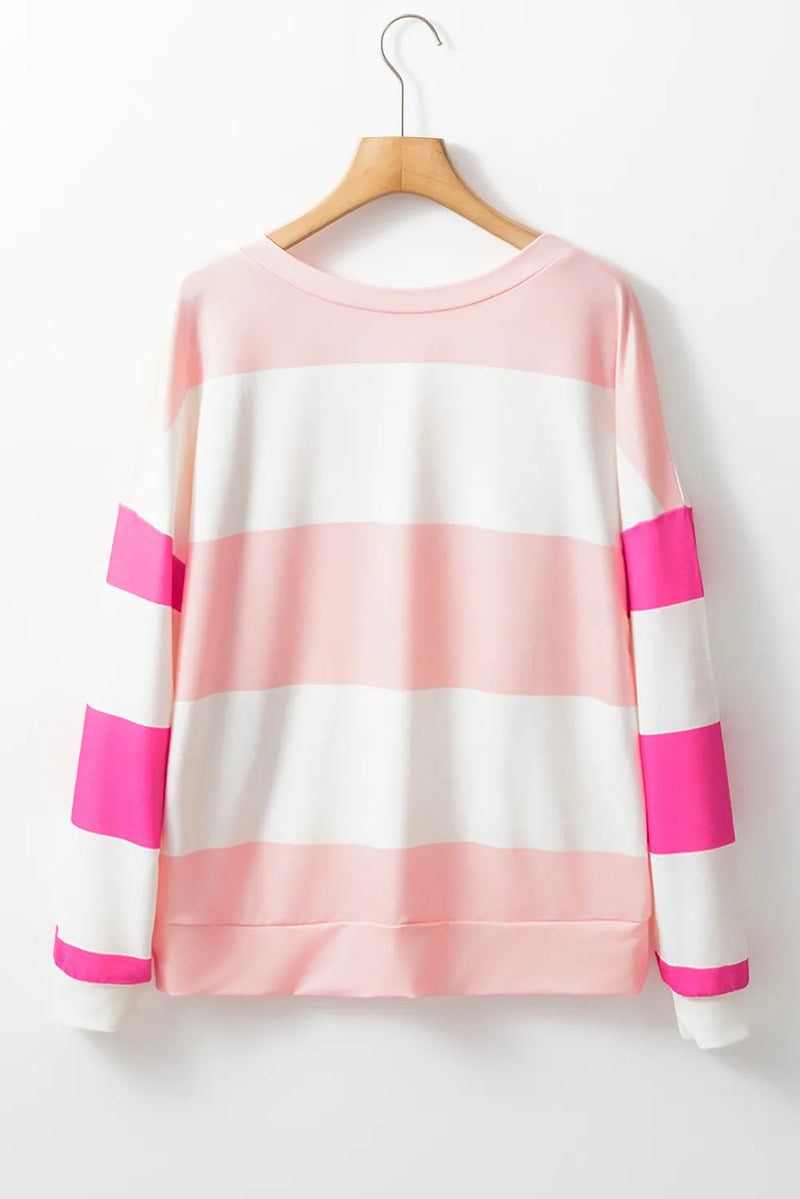 Hazel Blues® |  Contrast Color Block Round Neck Long Sleeve Top