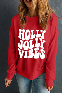 Hazel Blues® |  Letter Graphic Round Neck Long Sleeve Sweatshirt