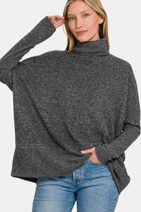 Hazel Blues® |  Zenana Brushed Melange Hacci Turtleneck Sweater