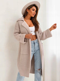 Hazel Blues® |  Pocketed Collared Neck Dropped Shoulder Cardigan