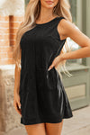 Hazel Blues® |  Beige Corduroy Sleeveless Mini Dress With Patched Pockets