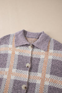 Hazel Blues® |  Plaid Button Up Collared Neck Cardigan