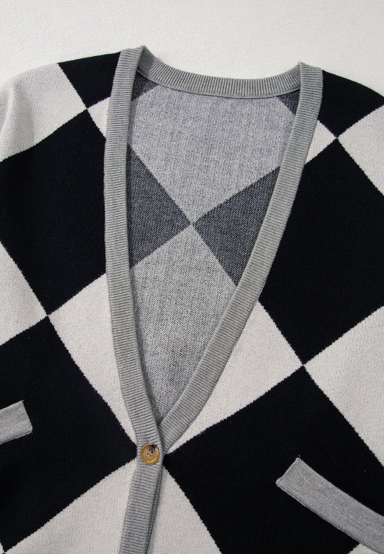 Hazel Blues® |  Color Block Button Down Long Sleeve Cardigan