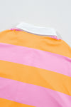 Hazel Blues® |  Contrast Striped Collared Neck Long Sleeve Sweatshirt