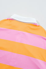 Hazel Blues® |  Contrast Striped Collared Neck Long Sleeve Sweatshirt