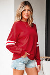 Hazel Blues® |  Evergreen Varsity Striped Detail Drop Shoulder Oversized Sweatshirt