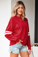 Hazel Blues® |  Evergreen Varsity Striped Detail Drop Shoulder Oversized Sweatshirt