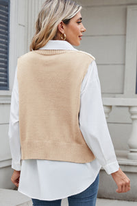 Hazel Blues® |  Cable-Knit V-Neck Sweater Vest