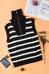 Hazel Blues® |  Striped Half Zip Sweater Vest