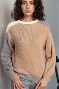 Hazel Blues® |  Color Block Round Neck Drop Shoulder Sweater