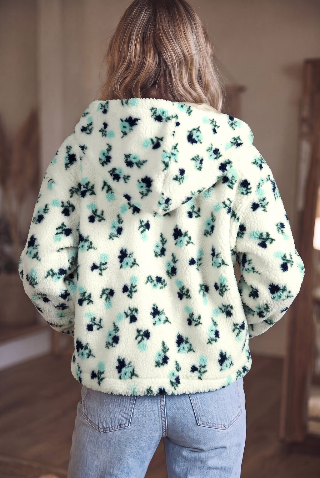 Winter Bloom Floral Faux-Fur Hooded Jacket