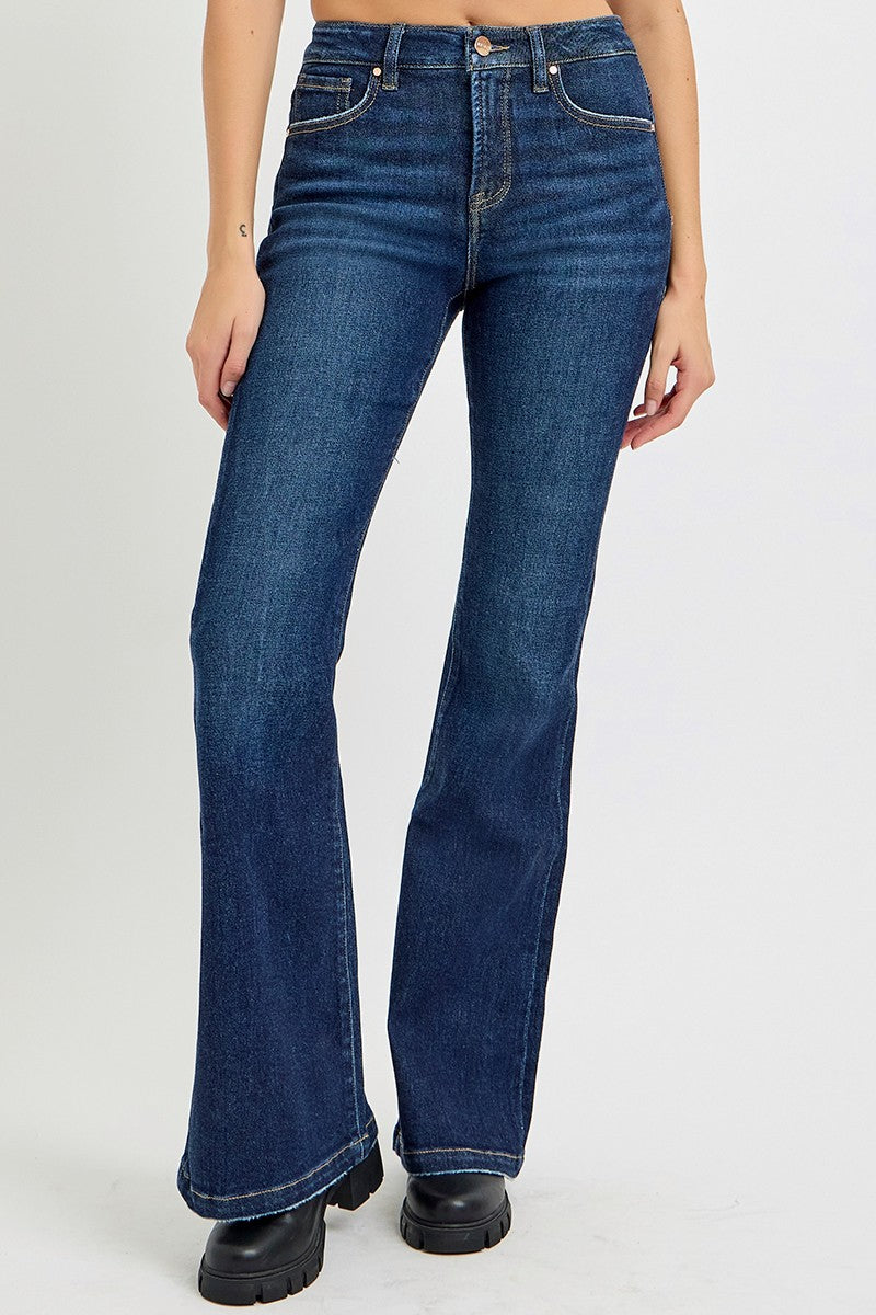 Hazel Blues® |  RISEN High Rise Flare Jeans with Pockets