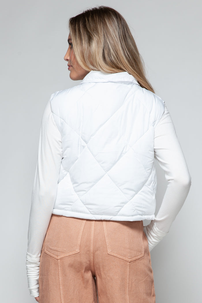 Hazel Blues® |  Snobbish Snap Down Quilted Crop Vest