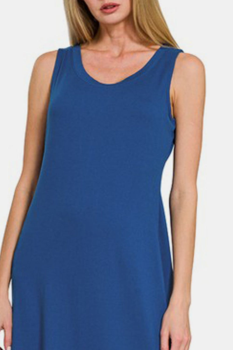 Hazel Blues® |  Zenana Scoop Neck Wide Strap Tank Dress