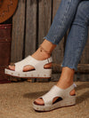 Hazel Blues® |  PU Leather Studded Wedge Sandals
