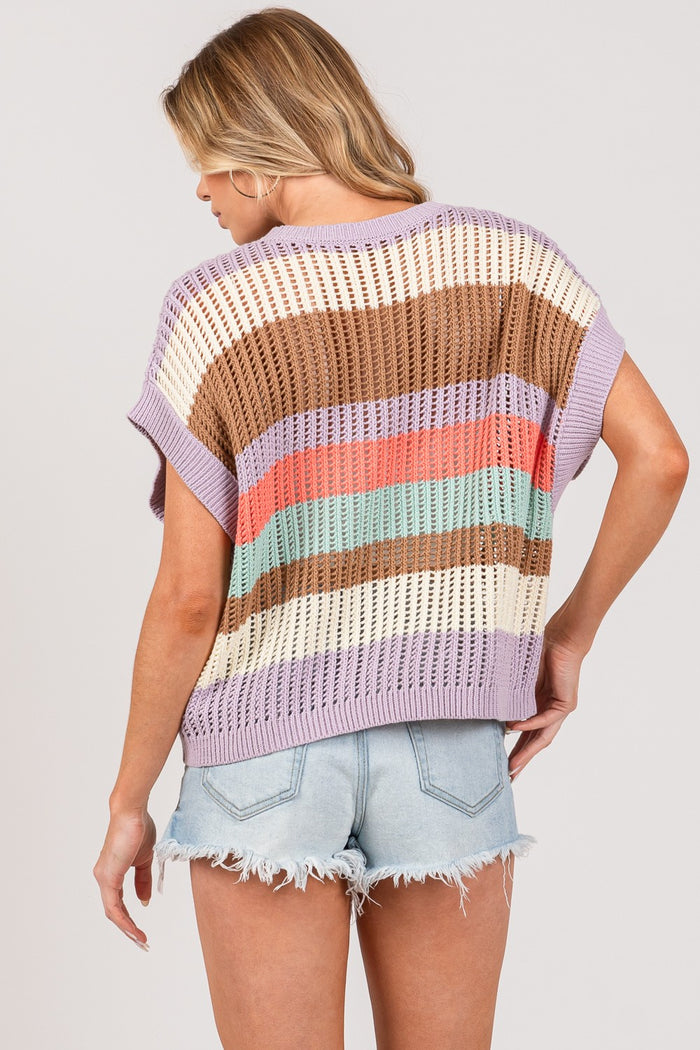 Hazel Blues® |  SAGE + FIG Color Block Striped Crochet Sweater