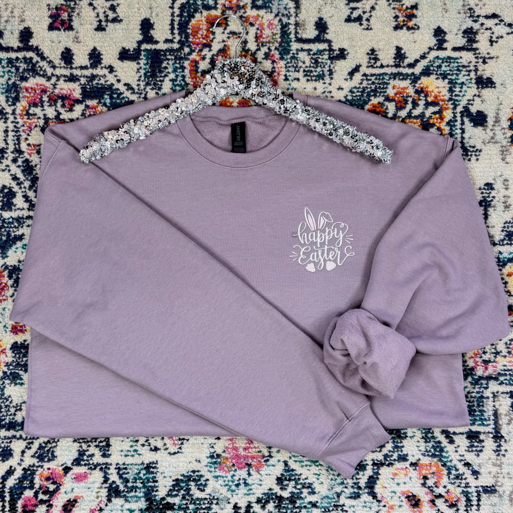 Hazel Blues® |  Happy Easter Embroidered Sweatshirt