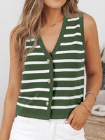 Hazel Blues® |  Striped V-Neck Knit Vest