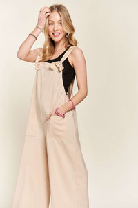 Hazel Blues® |  ADORA Knotted Wide Strap Wide Leg Overalls