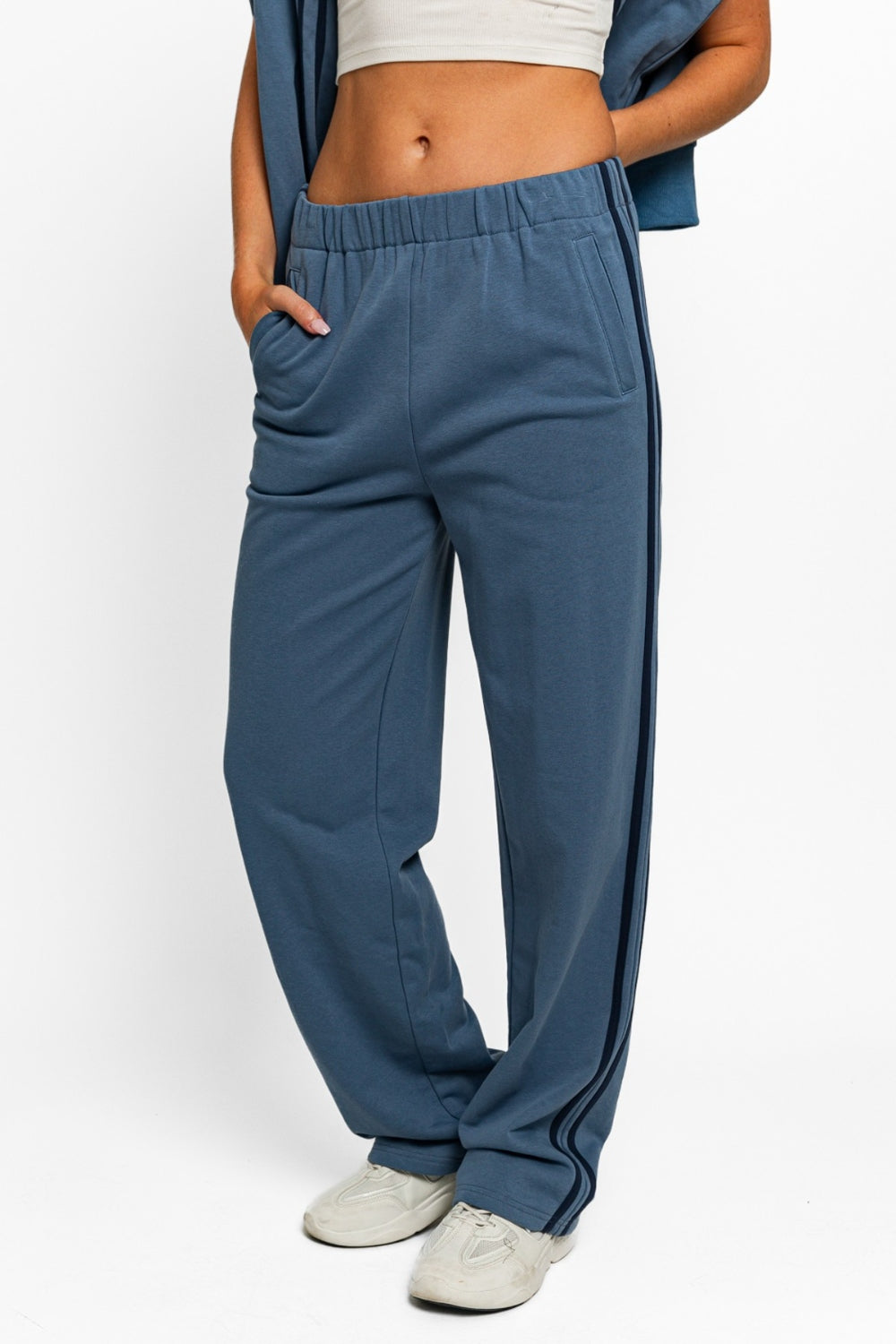 Hazel Blues® |  Tasha Apparel High Waisted Side Stripes Straight Track Sweatpants