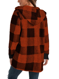 Hazel Blues® |  Plaid Long Sleeve Hooded Coat