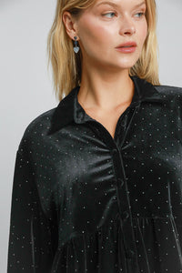 Hazel Blues® |  Umgee Polka Dot Button Up Half Sleeve Shirt