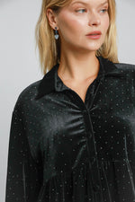 Hazel Blues® |  Umgee Polka Dot Button Up Half Sleeve Shirt