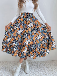 Hazel Blues® |  Printed Elastic Waist Midi Skirt