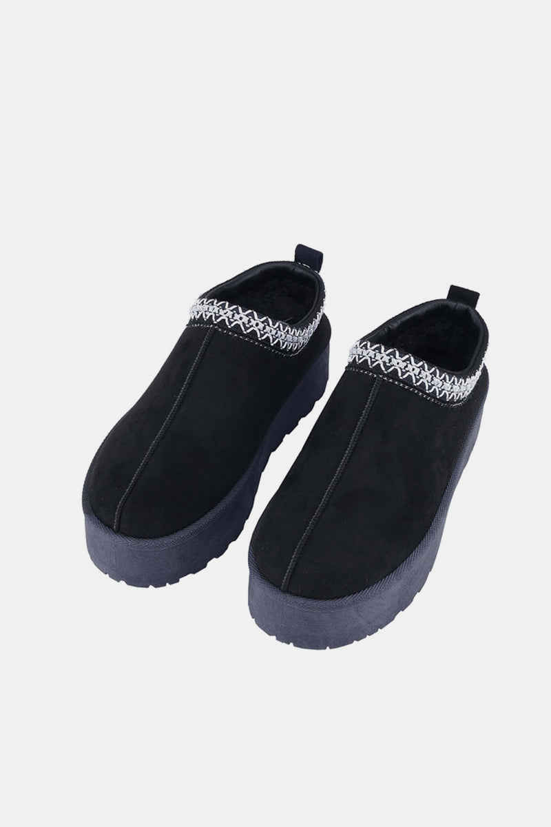 Hazel Blues® |  Weeboo Platform Embroidered Trim Slip-On Boots