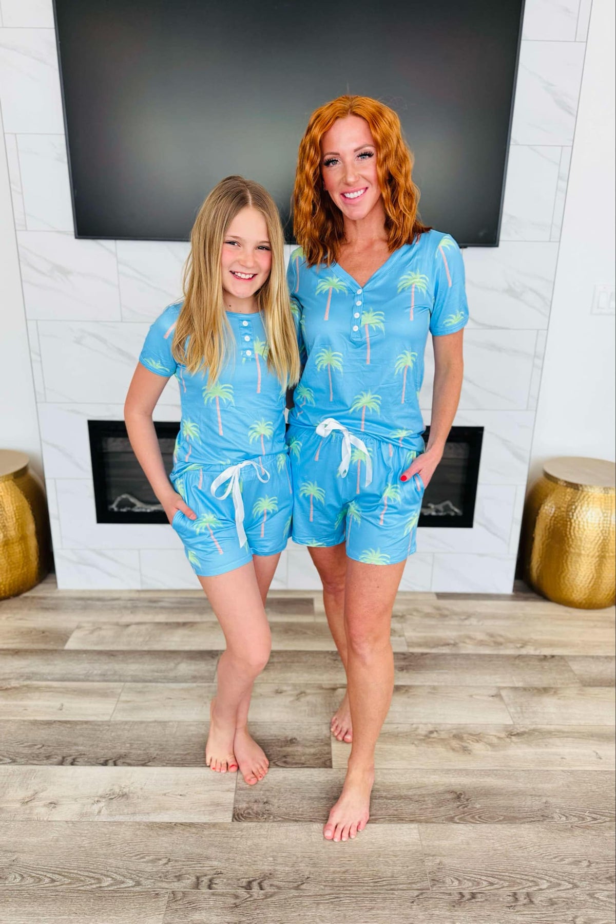 Hazel Blues® |  PREORDER: Matching Short Pajamas in Palm Trees