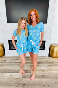 Hazel Blues® |  PREORDER: Matching Short Pajamas in Palm Trees