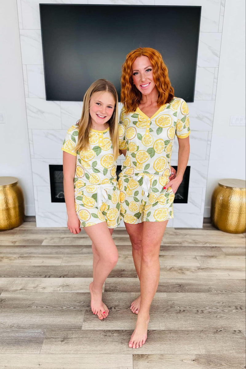 Hazel Blues® |  PREORDER: Matching Short Pajamas in Lemon