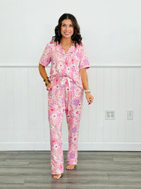 Hazel Blues® |  PREORDER: Button Front Pajama Pant Set in Three Prints