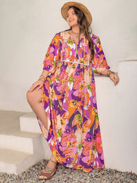 Hazel Blues® | Printed Tie Neck Maxi Dress