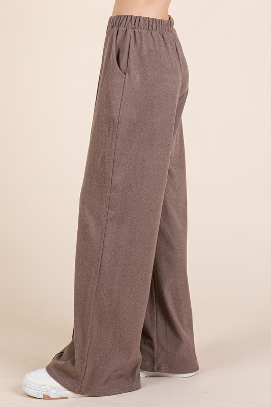 Hazel Blues® |  BOMBOM Elastic Waist Wide Leg Pants with Pockets