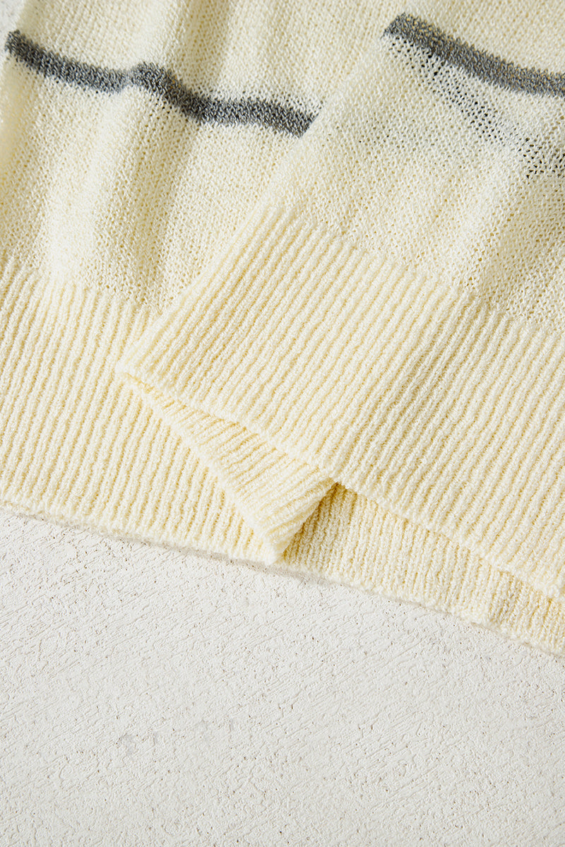 Hazel Blues® |  Multicolour Striped Ribbed Edge Drop Shoulder Sweater