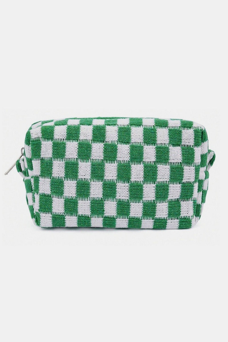 Hazel Blues® |  Zenana Checkered Pattern Knitted Cosmetic Pouch