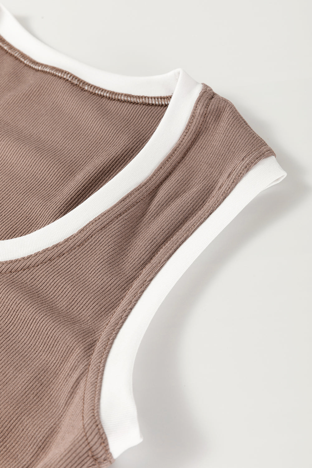 Hazel Blues® |  Contrast Edge Scoop Neck Wide Strap Knit Tank