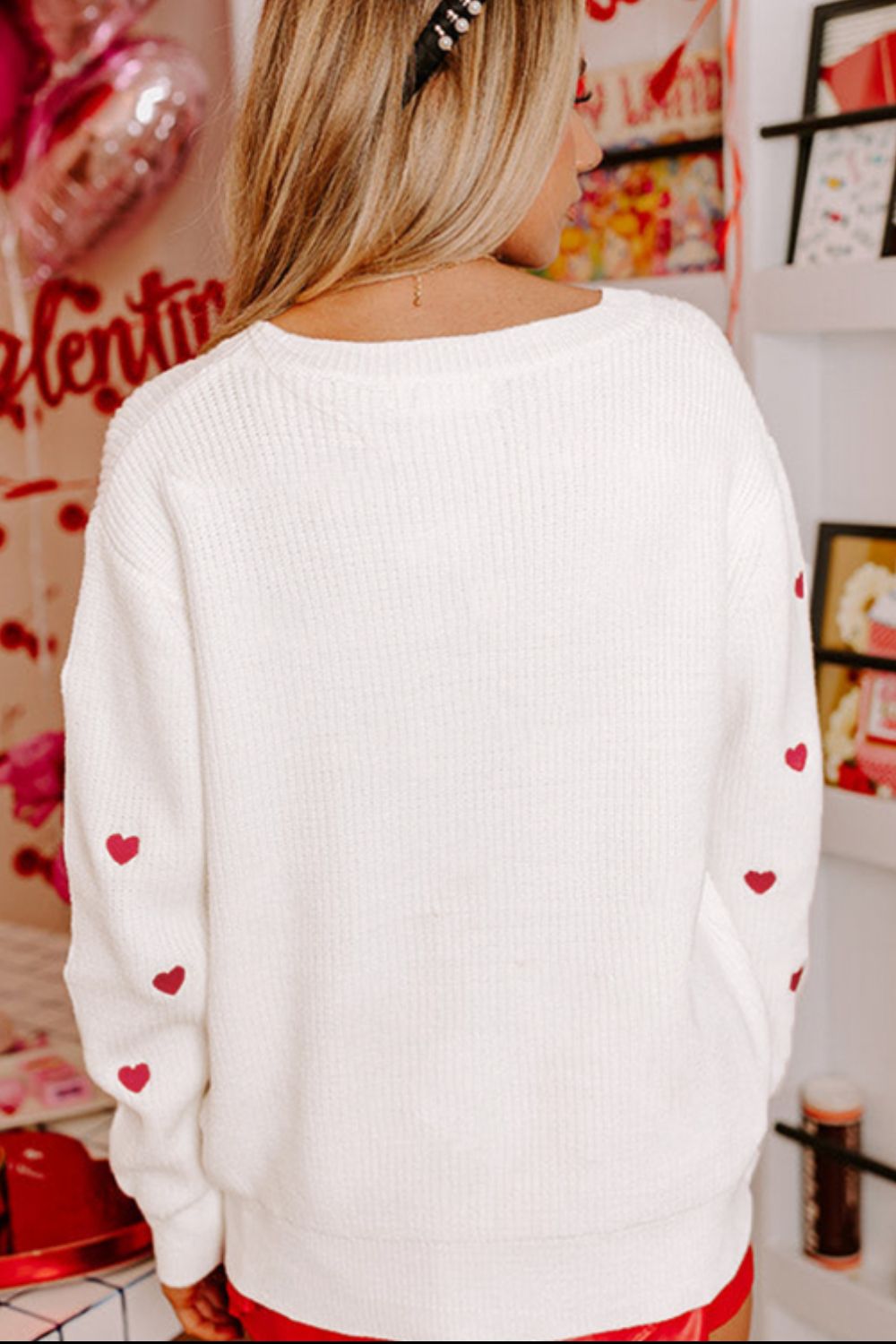 Hazel Blues® |  Heart Round Neck Long Sleeve Sweater