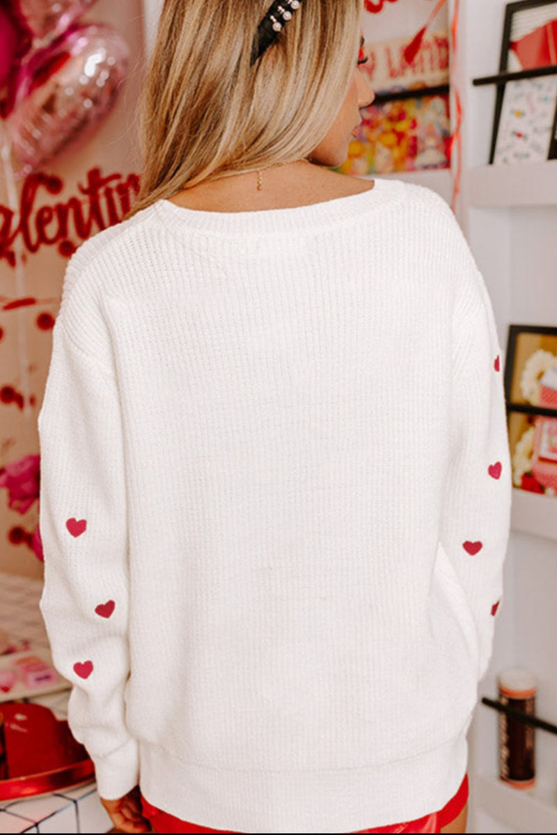 Hazel Blues® |  Heart Round Neck Long Sleeve Sweater