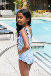 Hazel Blues® | Bring Me Flowers V-Neck One Piece Swimsuit In Thistle Blue: Youth