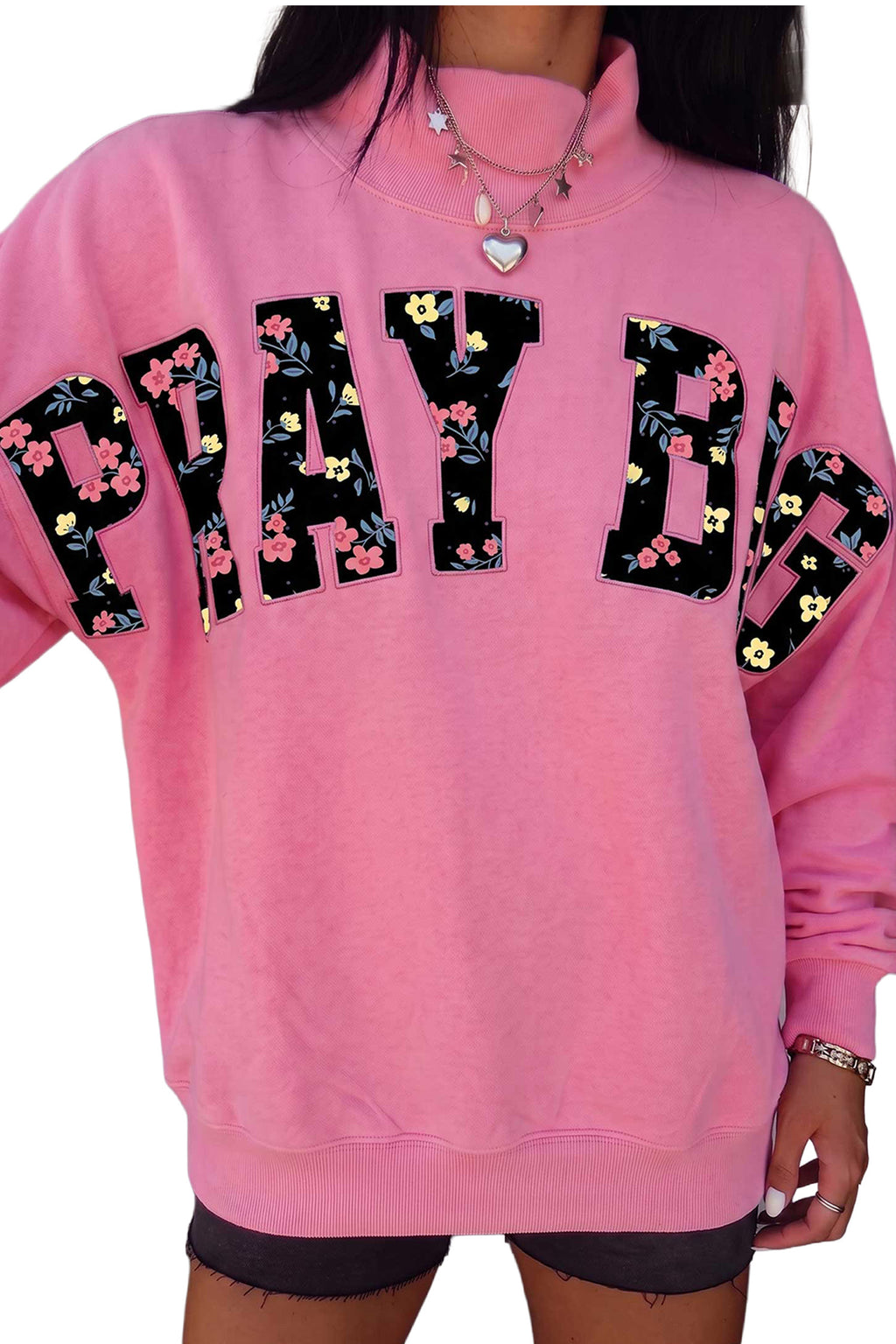 PRAY BIG Embroidered Patch Sweatshirt