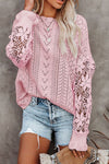 Hazel Blues® |  Openwork Round Neck Long Sleeve Sweater