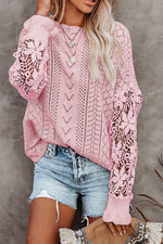Hazel Blues® |  Openwork Round Neck Long Sleeve Sweater