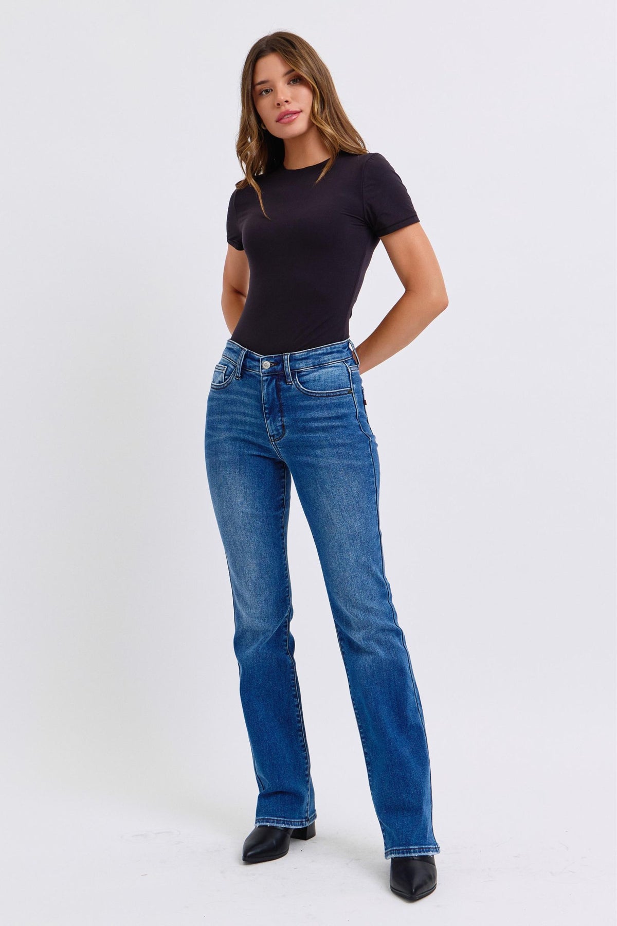 Hazel Blues® |  Judy Blue Run Mid-Rise Bootcut Jeans with Thermal Lining