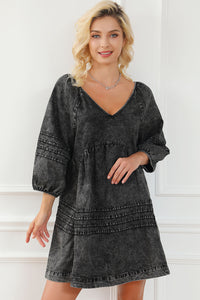 Hazel Blues® |  V-Neck Three Quarter Sleeve Denim Dress