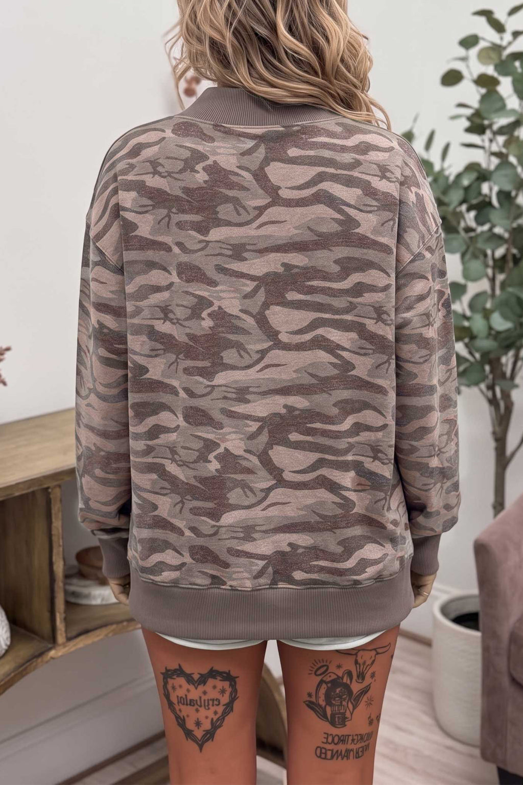 Camo Mood Multicolor Mock-Neck Sweatshirt