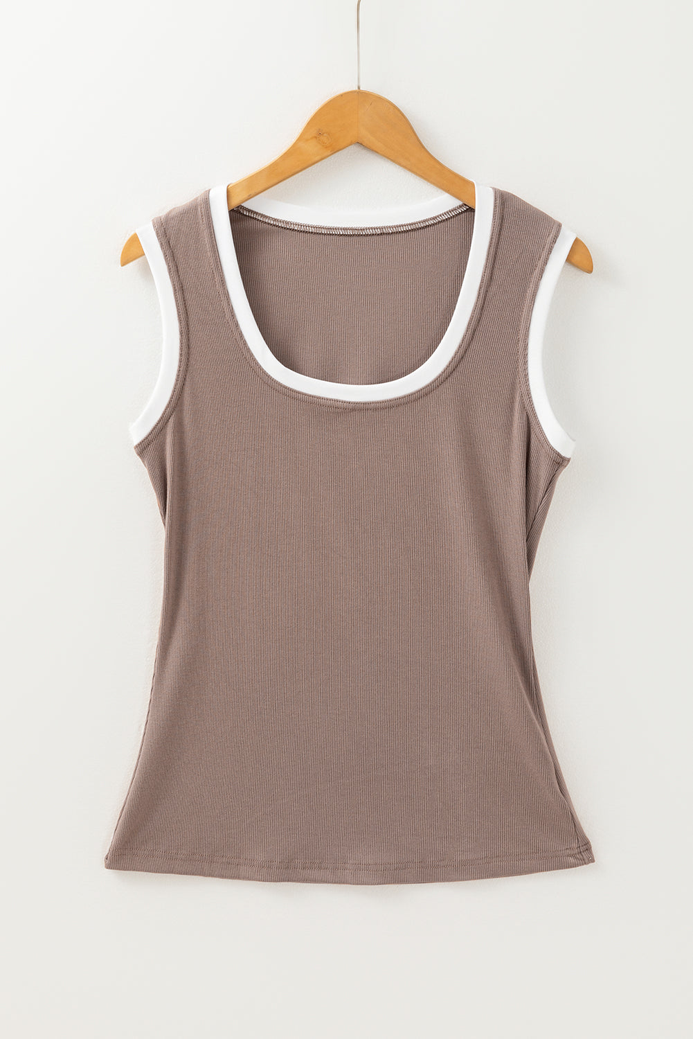 Contrast Edge Scoop Neck Wide Strap Knit Tank