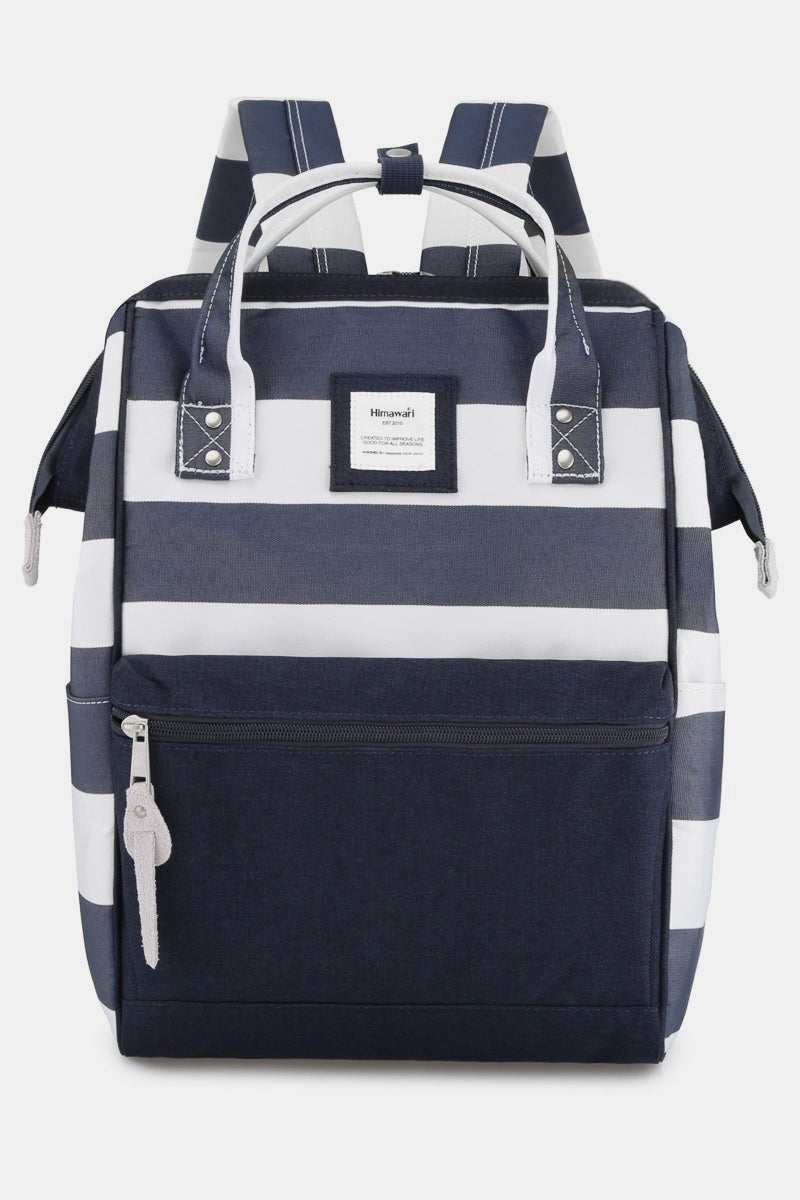 Hazel Blues® |  Himawari Striped Waterproof Nylon Backpack Bag with Side Pockets