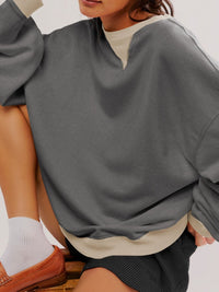 Hazel Blues® |  Contrast Dropped Shoulder Long Sleeve Sweatshirt